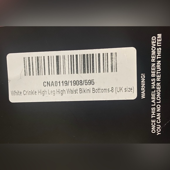 Pretty Little Thing White Crinkle High Leg High Waist Bikini Bottom NWT US 4 UK8 - Picture 6 of 6